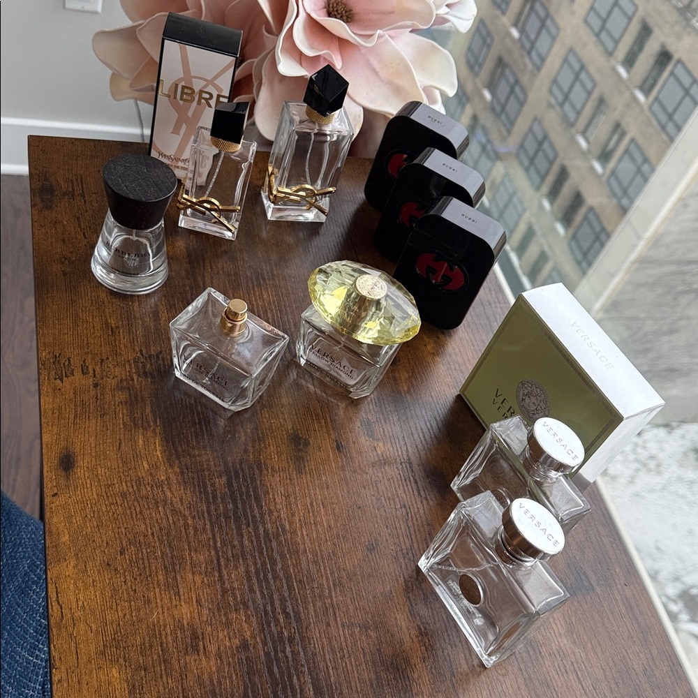 Gucci, YSL, Versace, Burberry Perfume Bottles